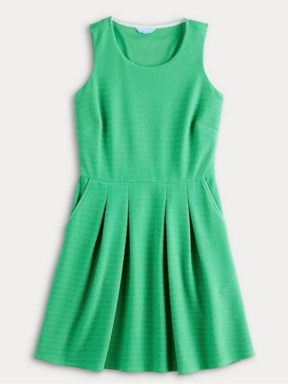 Draper James Bright Green Sleeveless Pleated Mini Dress